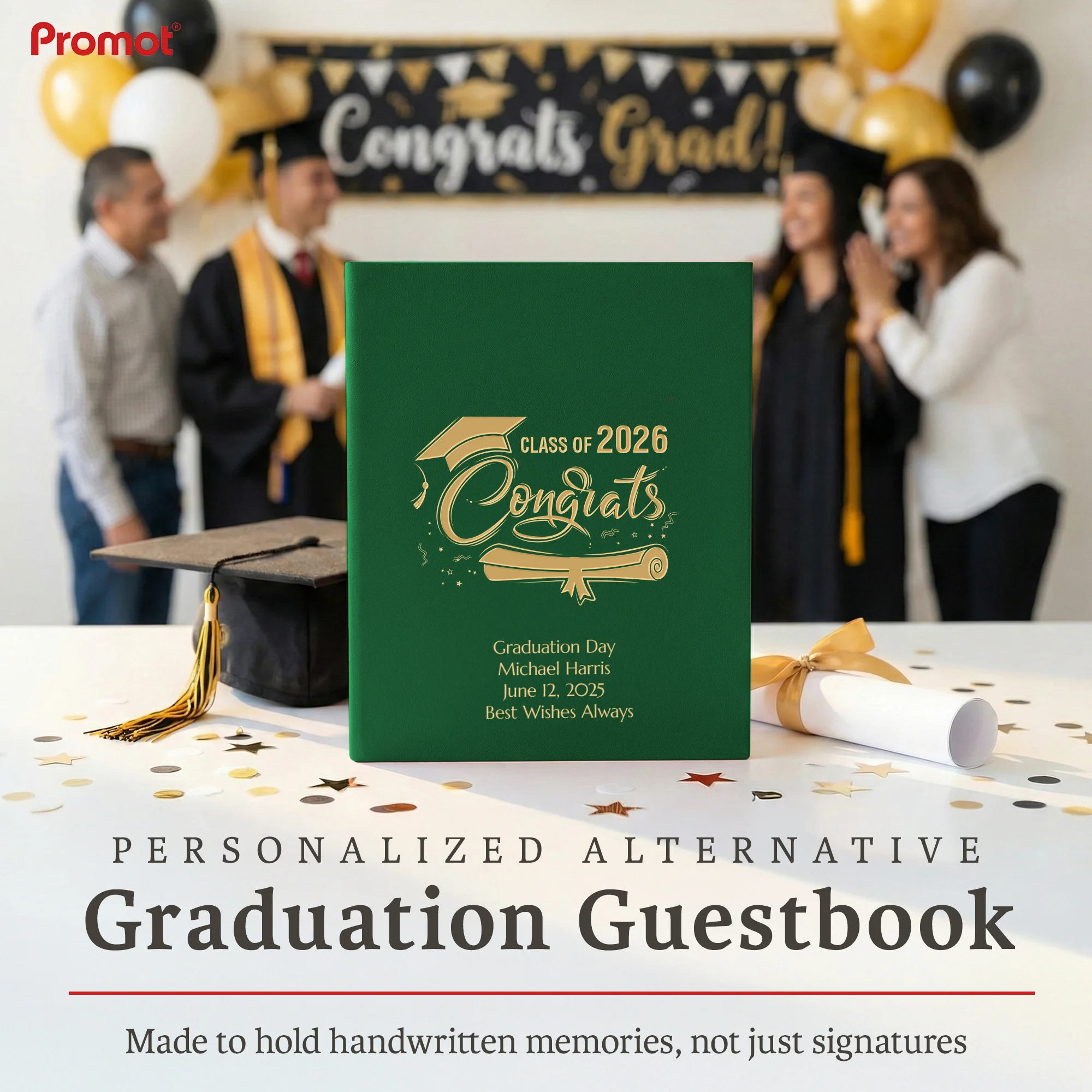 Personalized Graduation Party Guestbook- Class of 2026 (GREEN)